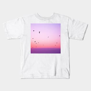 Birds Flying at Sunset Kids T-Shirt